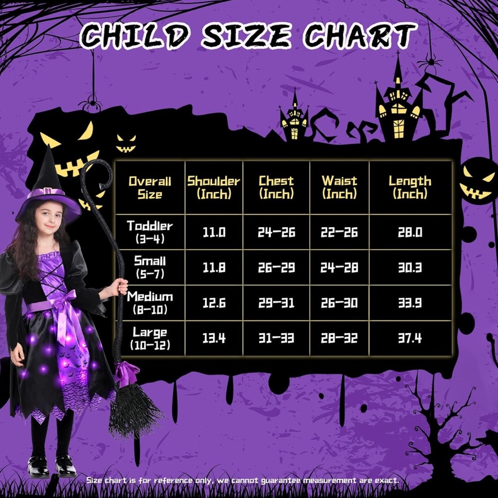 New Purple Witch Costume with LED Lights 3T - Picture 3 of 4
